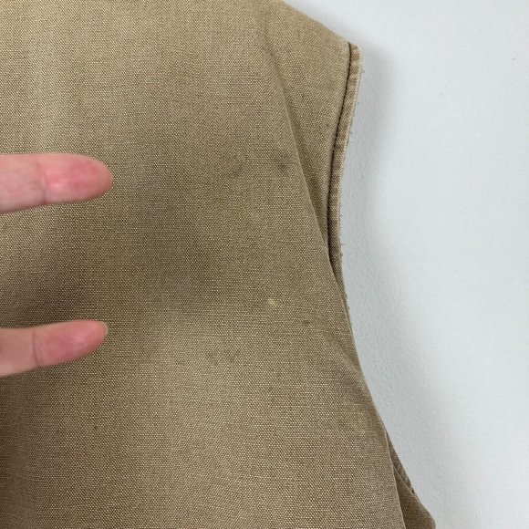 Woolrich Vest Men XL Brown Sherpa Fleece Lined Canvas Full Zip Work Outdoor WORN - Picture 10 of 16